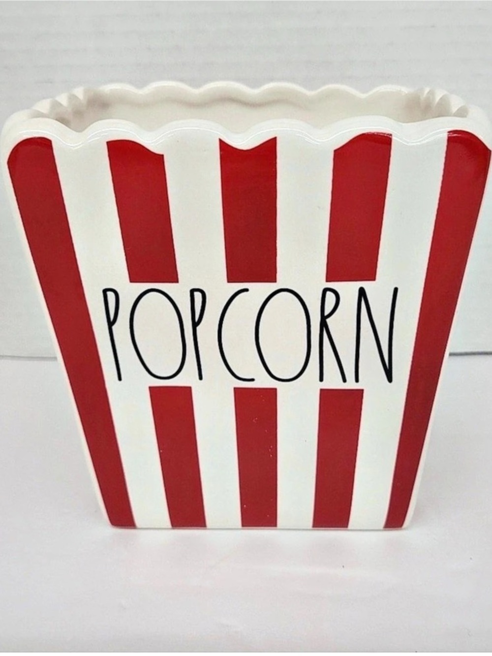 Rae Dunn Red and White Striped Popcorn Bowl Canister